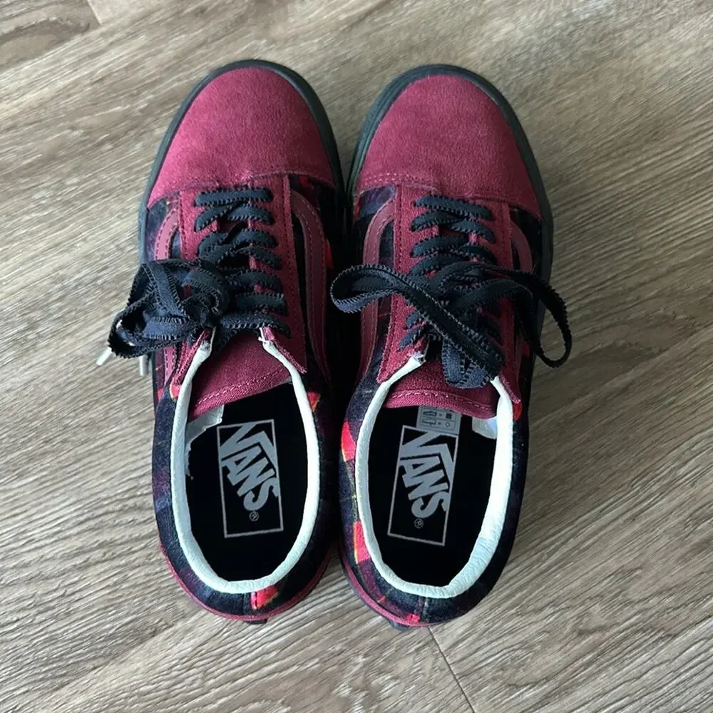 Vans Old Skool Stackform Platform Sneakers Velvet Plaid Women’s 6.5 - Picture 5 of 7